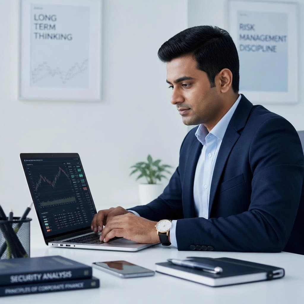 Professional investor reviewing financial data on a laptop